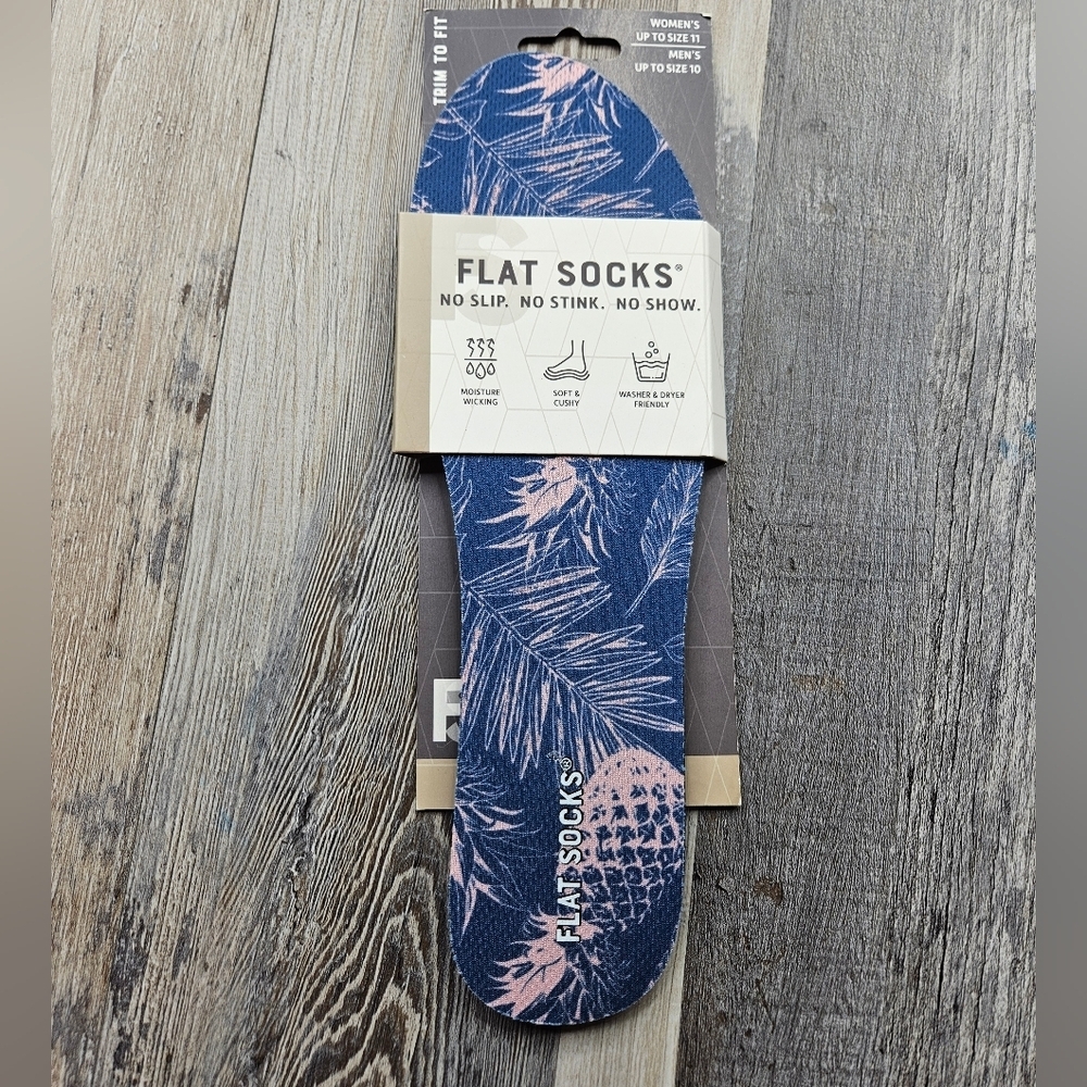 Flat Socks NEW Blue Floral Women's up to 11, Men's up to 10
